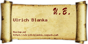 Ulrich Blanka névjegykártya